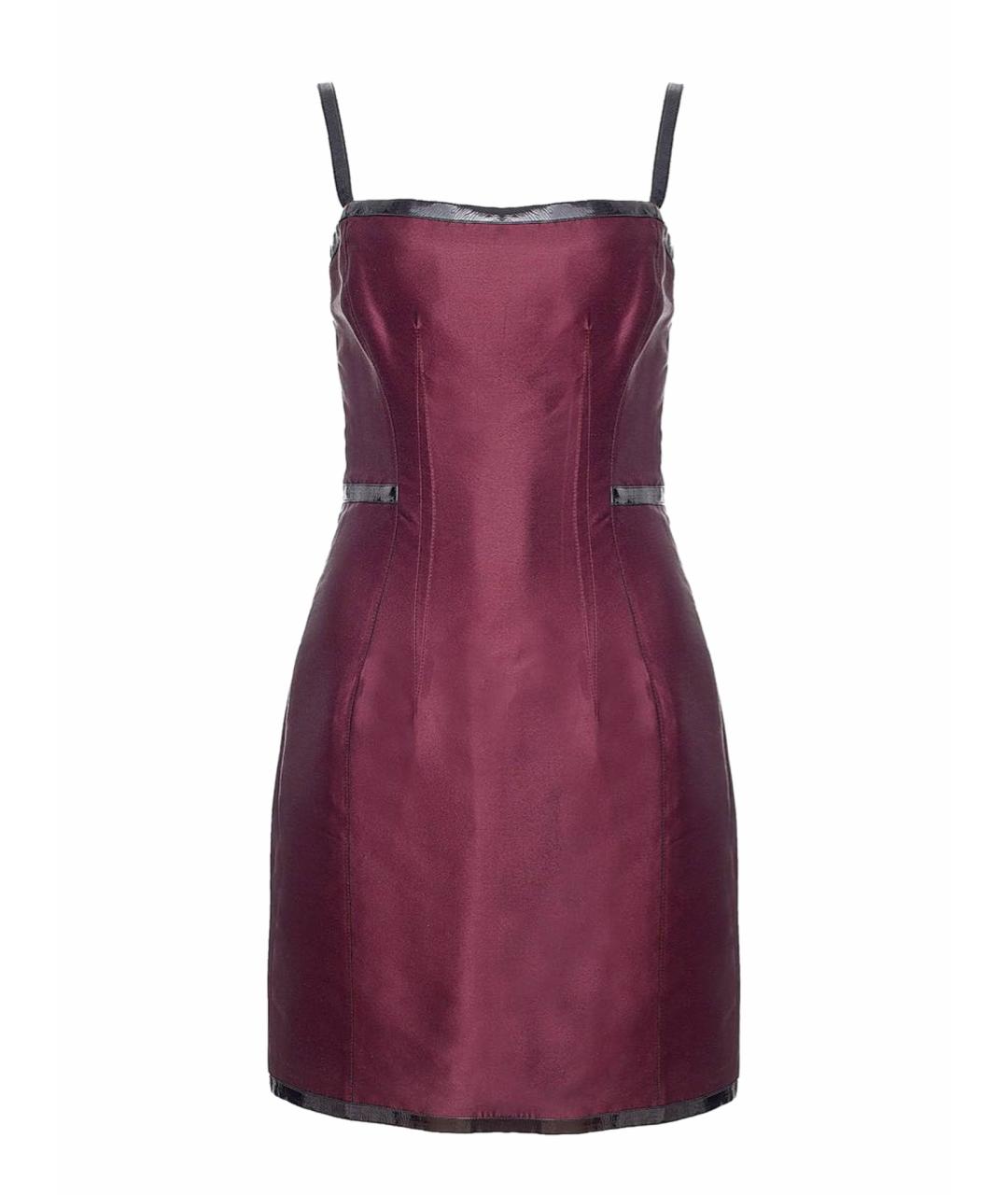 DOLCE&GABBANA Бордовое шелковое коктейльное платье, фото 1