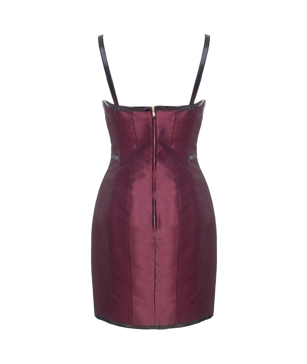 DOLCE&GABBANA Бордовое шелковое коктейльное платье, фото 2