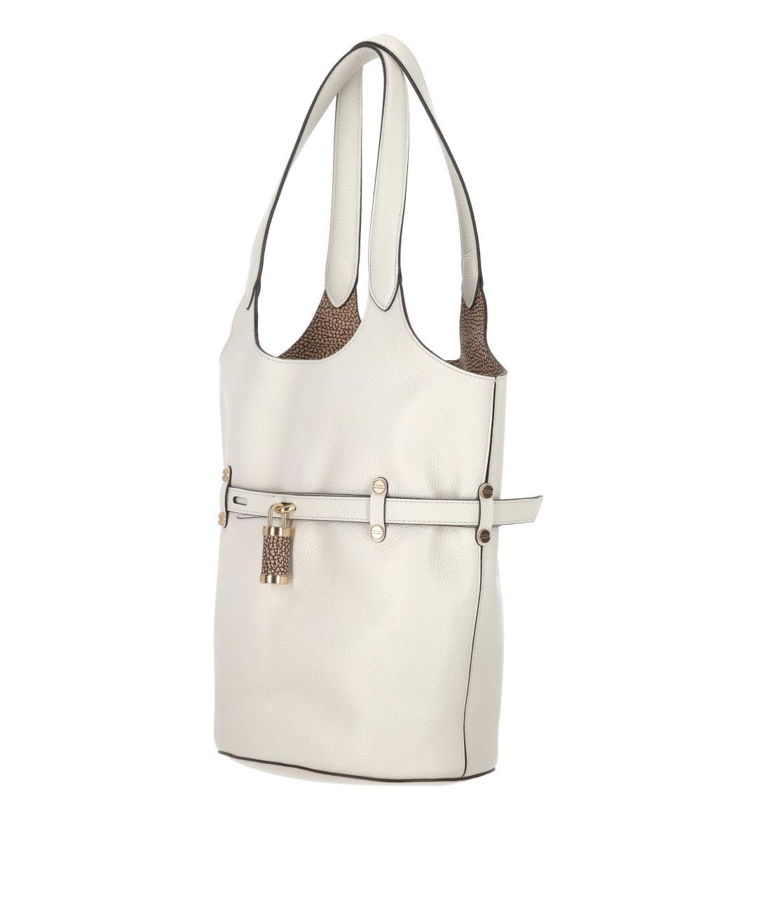 BORBONESE Белая кожаная сумка тоут, фото 2