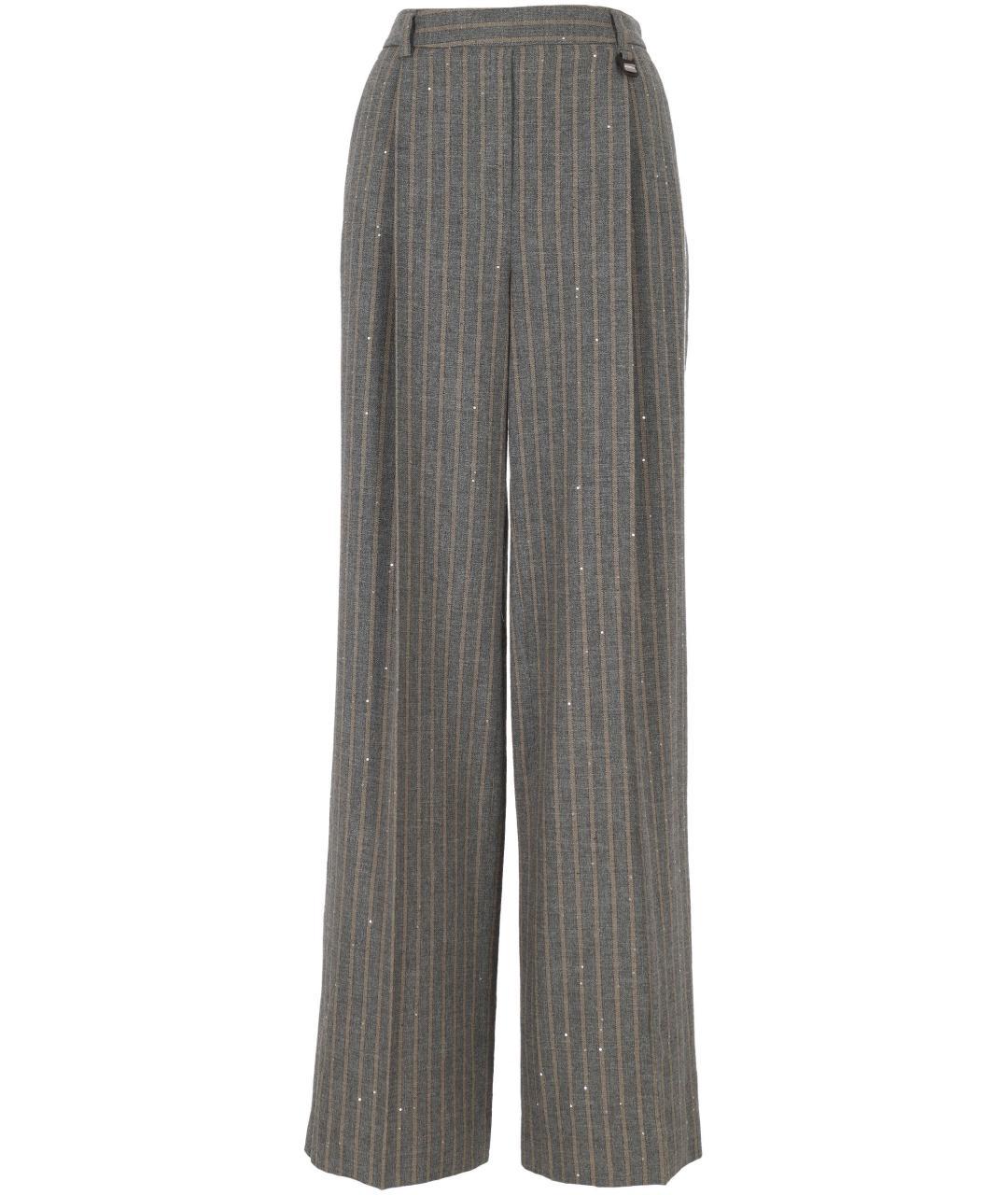 LORENA ANTONIAZZI Серые полиэстеровые прямые брюки, фото 3