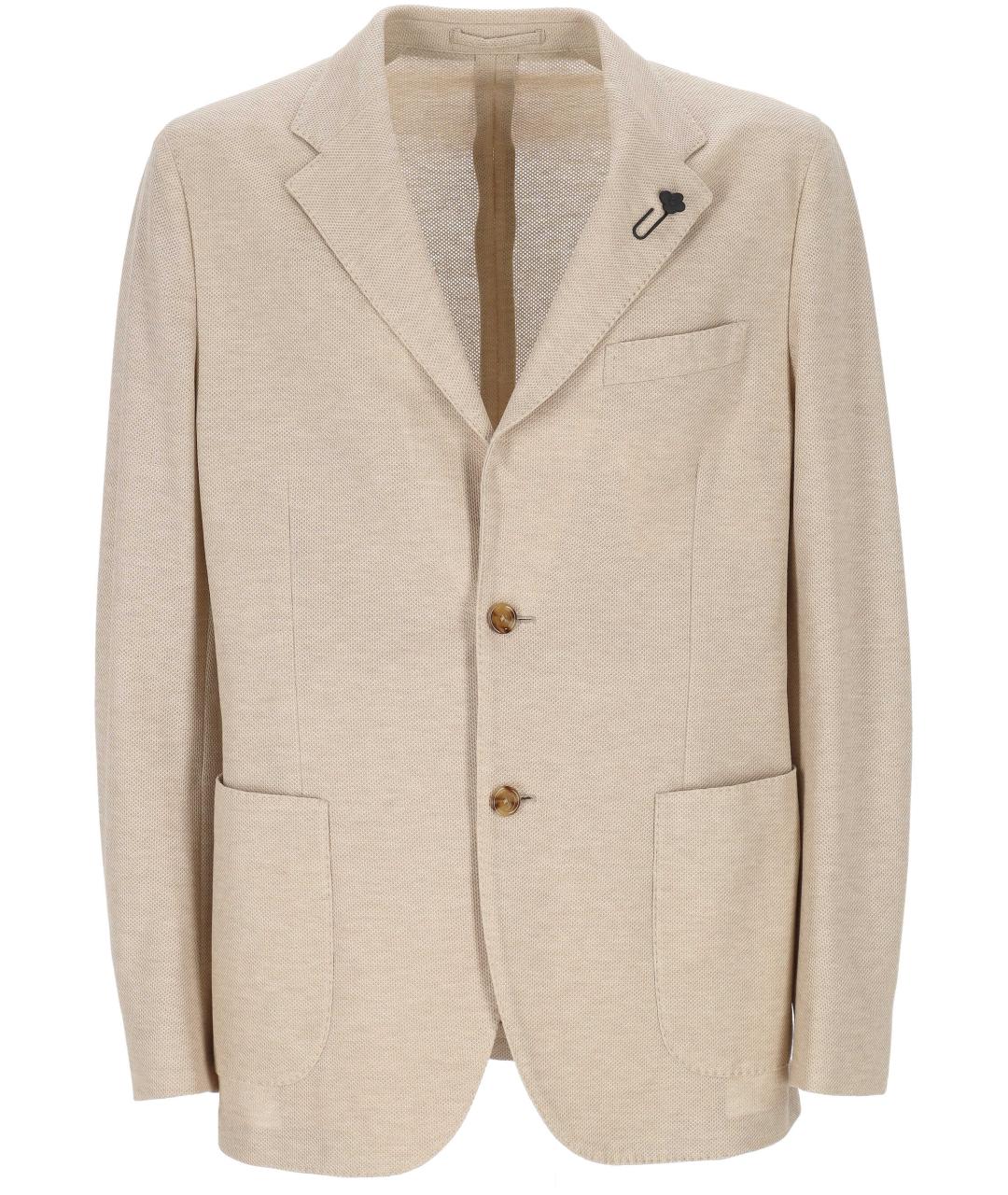LARDINI Бежевый хлопковый пиджак, фото 1