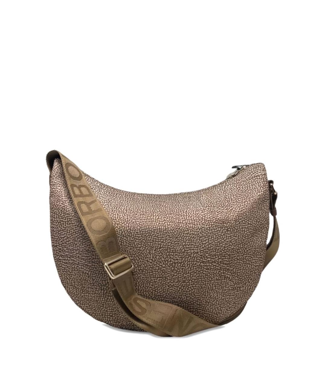 BORBONESE Бежевая синтетическая сумка через плечо, фото 2