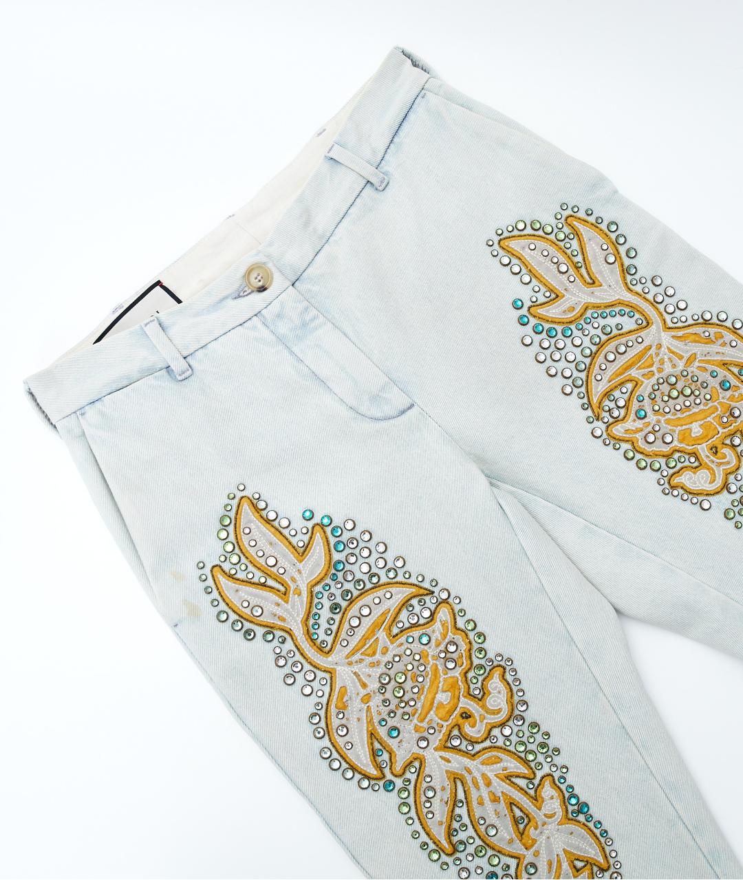 GUCCI Голубые хлопковые прямые джинсы, фото 3