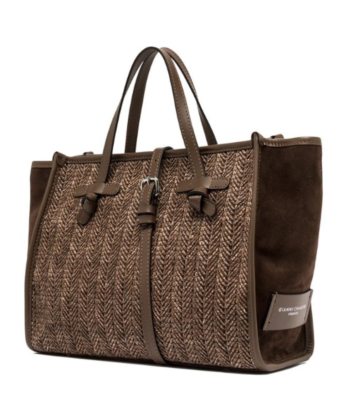 Gianni Chiarini Коричневая пелетеная сумка тоут, фото 3