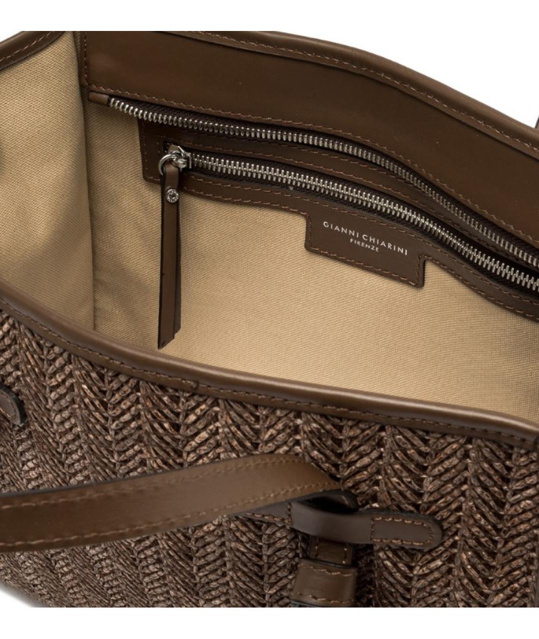 Gianni Chiarini Коричневая пелетеная сумка тоут, фото 5