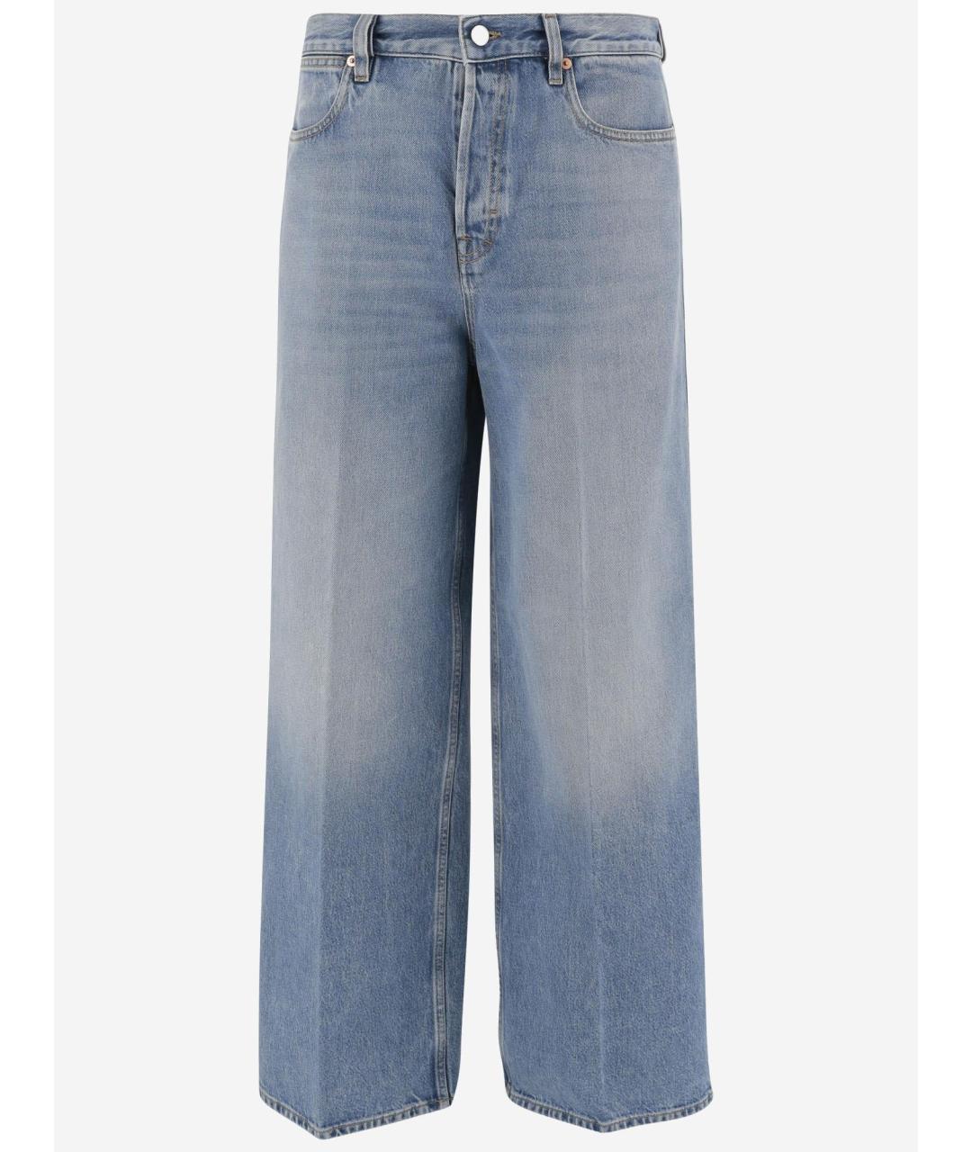 GUCCI Голубые хлопковые прямые джинсы, фото 4