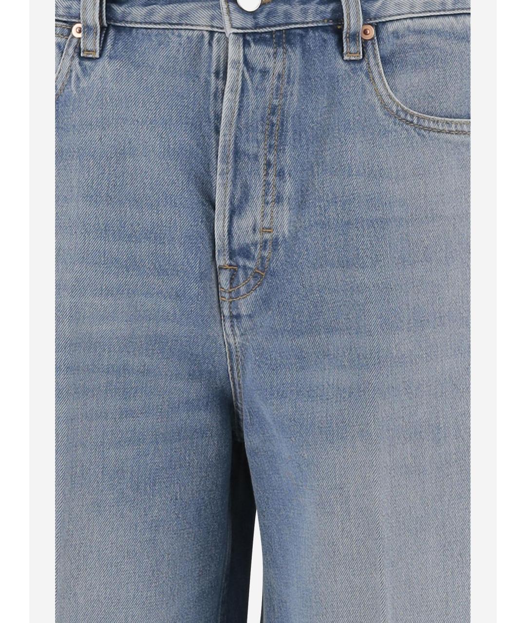 GUCCI Голубые хлопковые прямые джинсы, фото 3