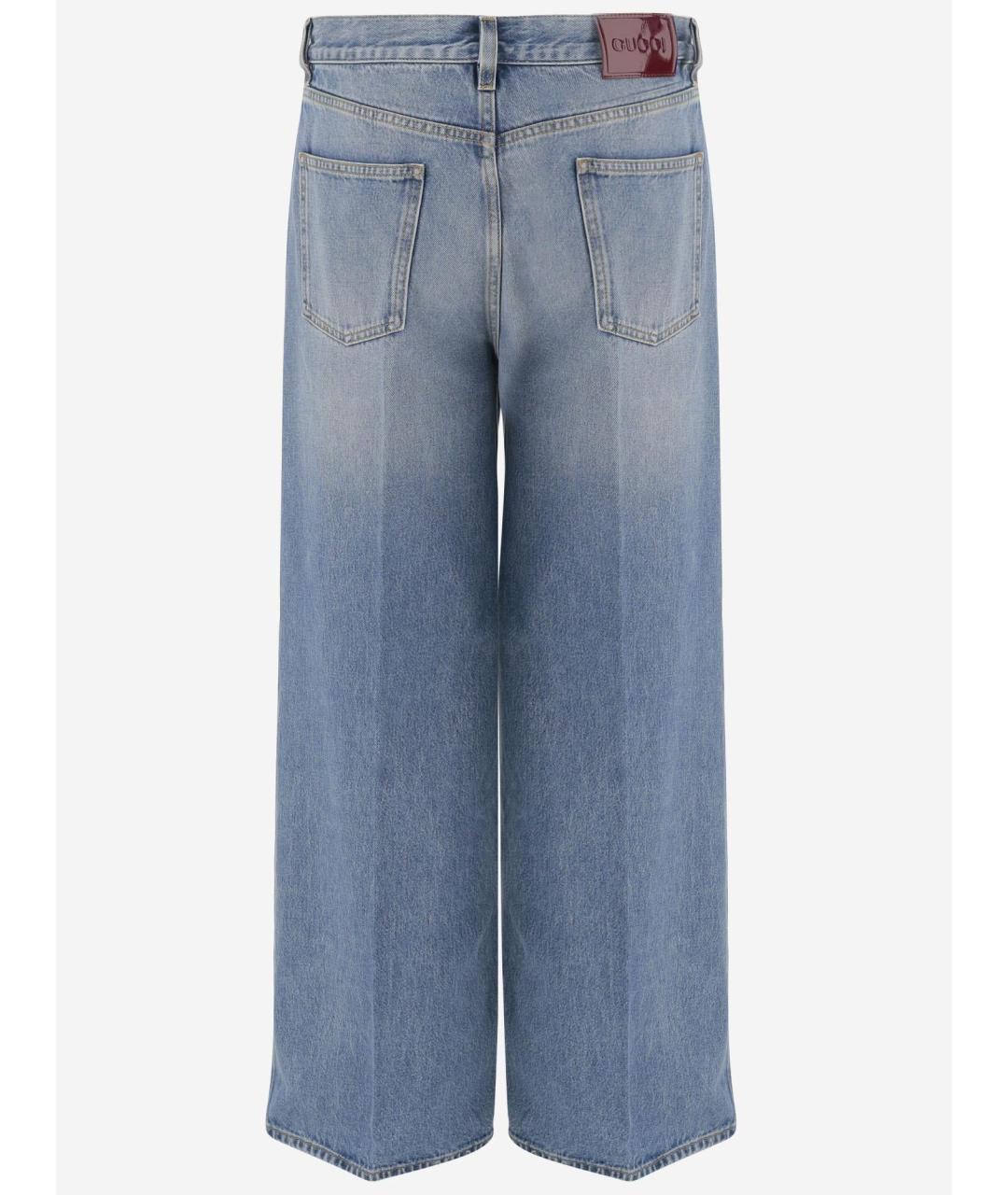 GUCCI Голубые хлопковые прямые джинсы, фото 2