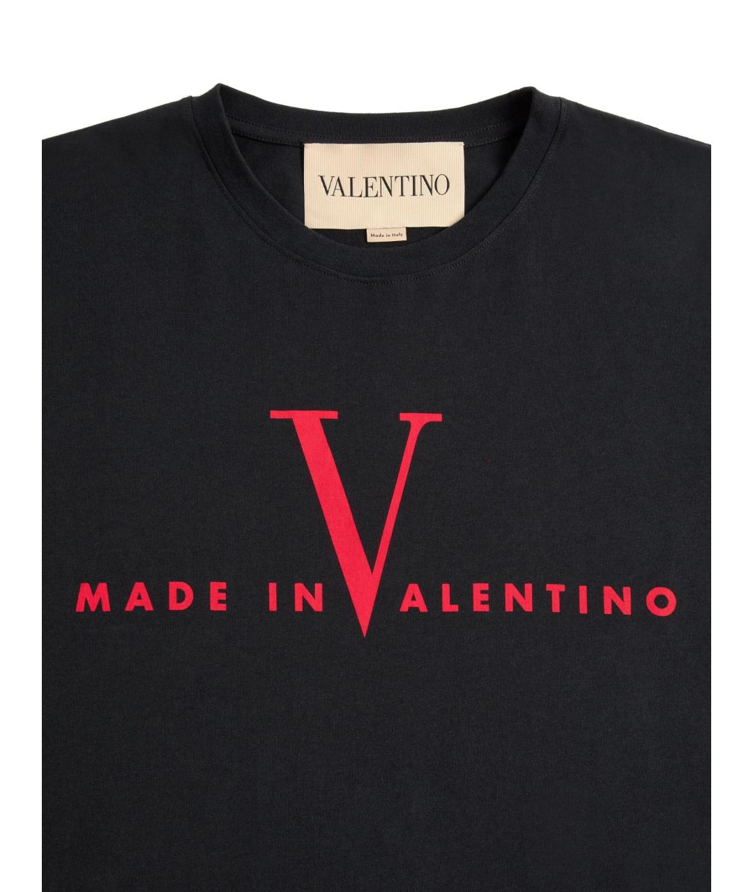 VALENTINO Черная хлопковая футболка, фото 2