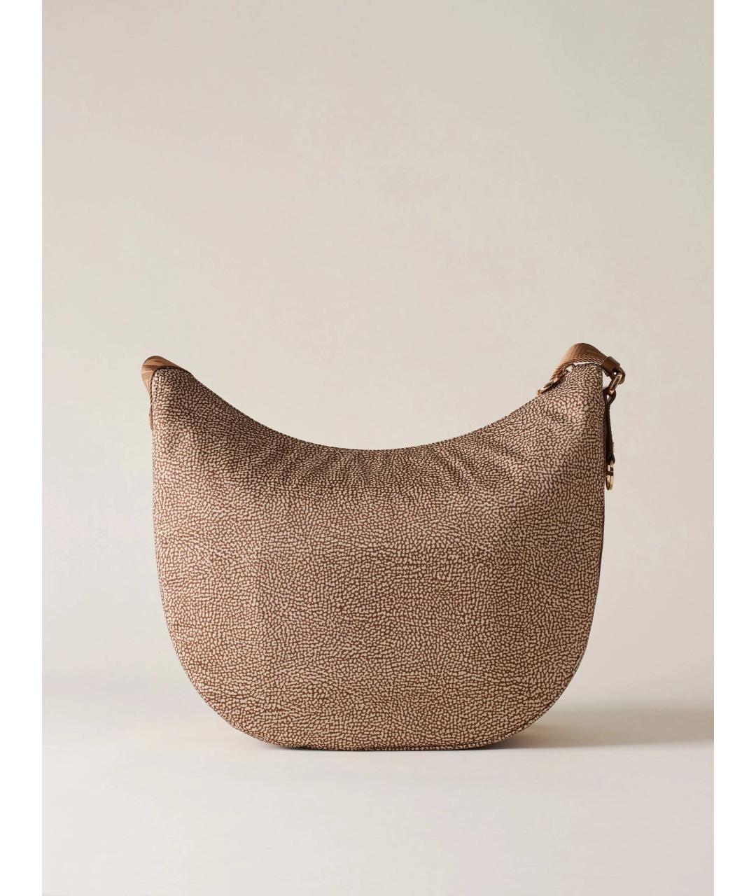 BORBONESE Бежевая синтетическая сумка через плечо, фото 3
