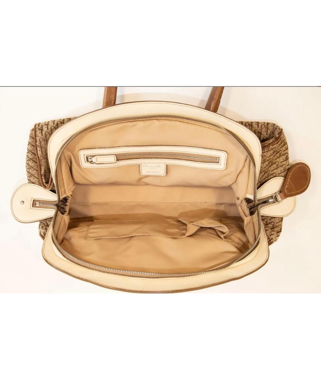 CHRISTIAN DIOR Бежевая жаккардовая сумка с короткими ручками, фото 4