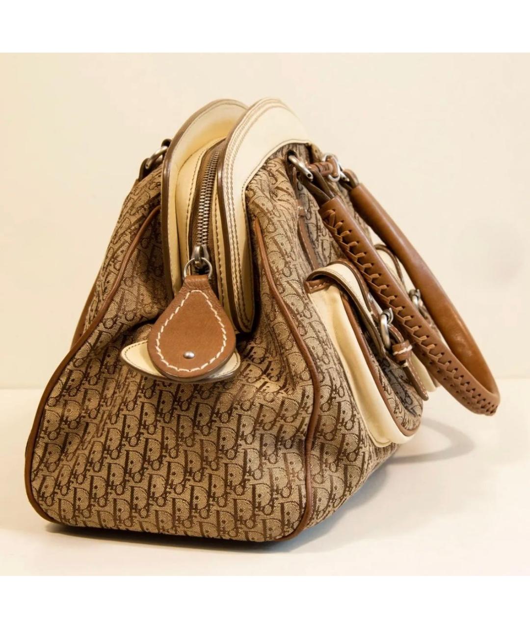 CHRISTIAN DIOR Бежевая жаккардовая сумка с короткими ручками, фото 2