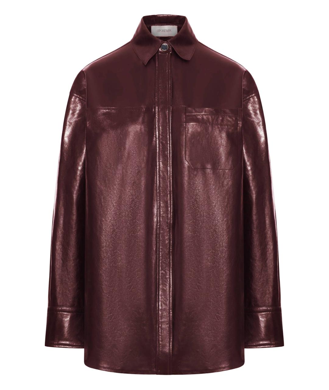 SPORTMAX Бордовая кожаная куртка, фото 1