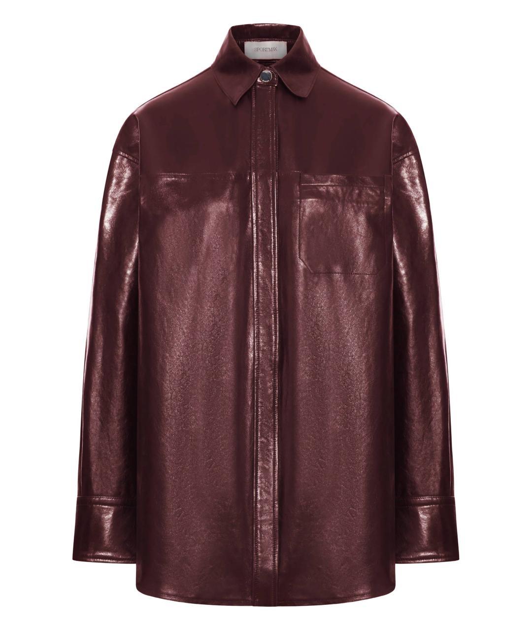 SPORTMAX Бордовая кожаная куртка, фото 3