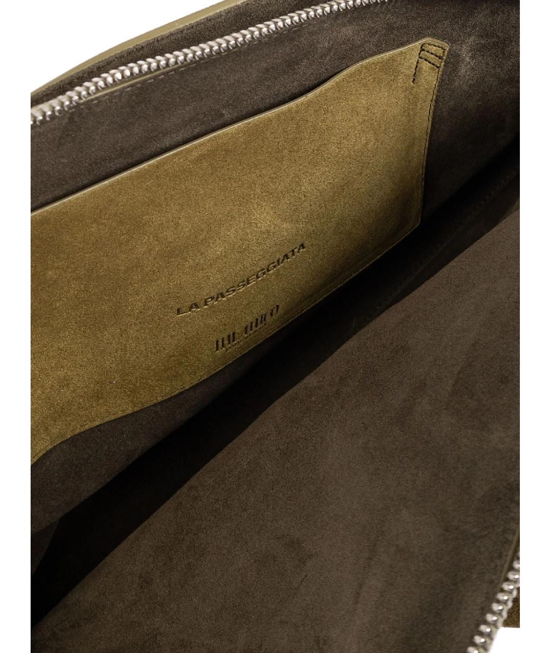 THE ATTICO Хаки кожаная сумка тоут, фото 5