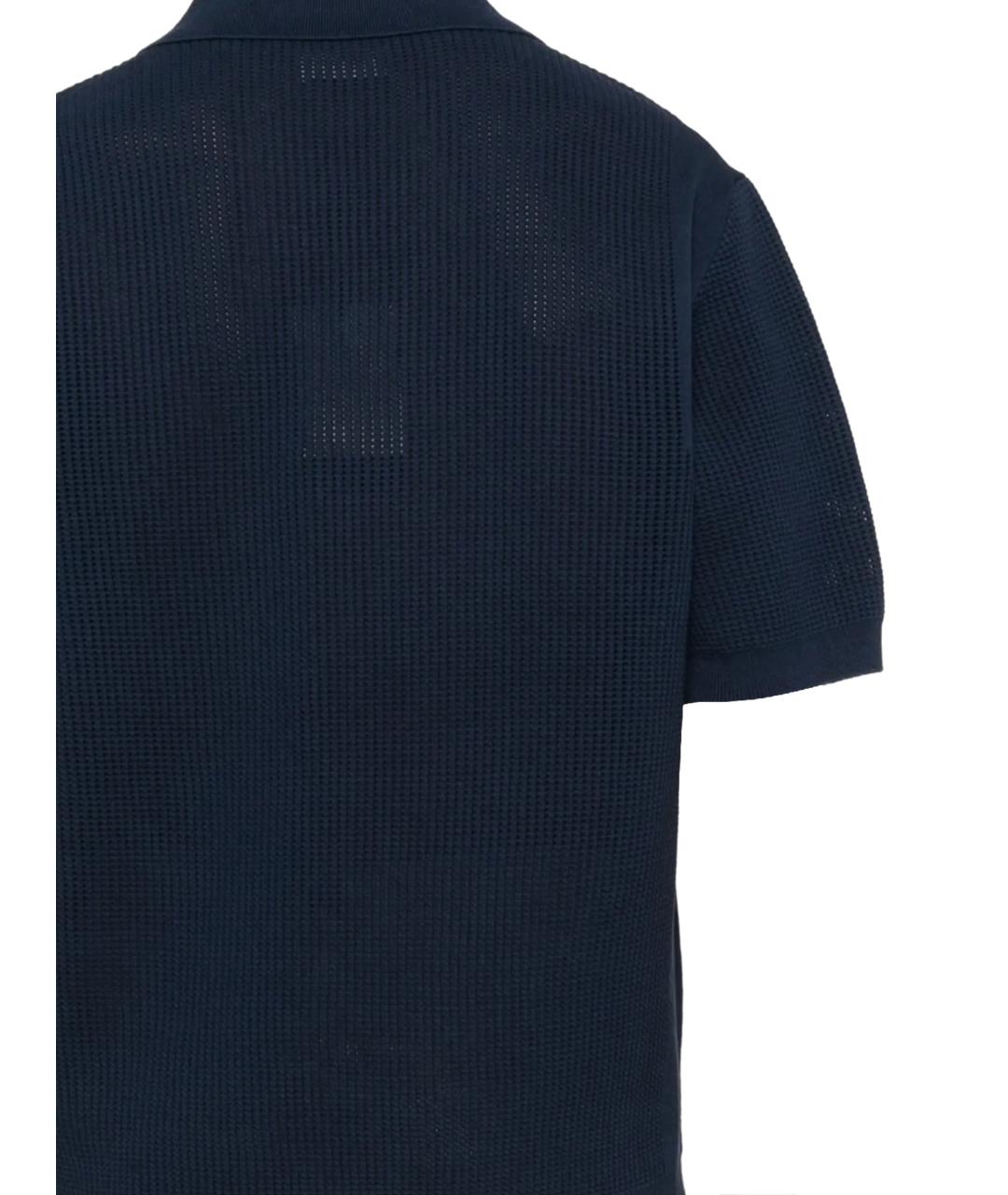 Drole de Monsieur Темно-синее хлопковое поло с коротким рукавом, фото 3