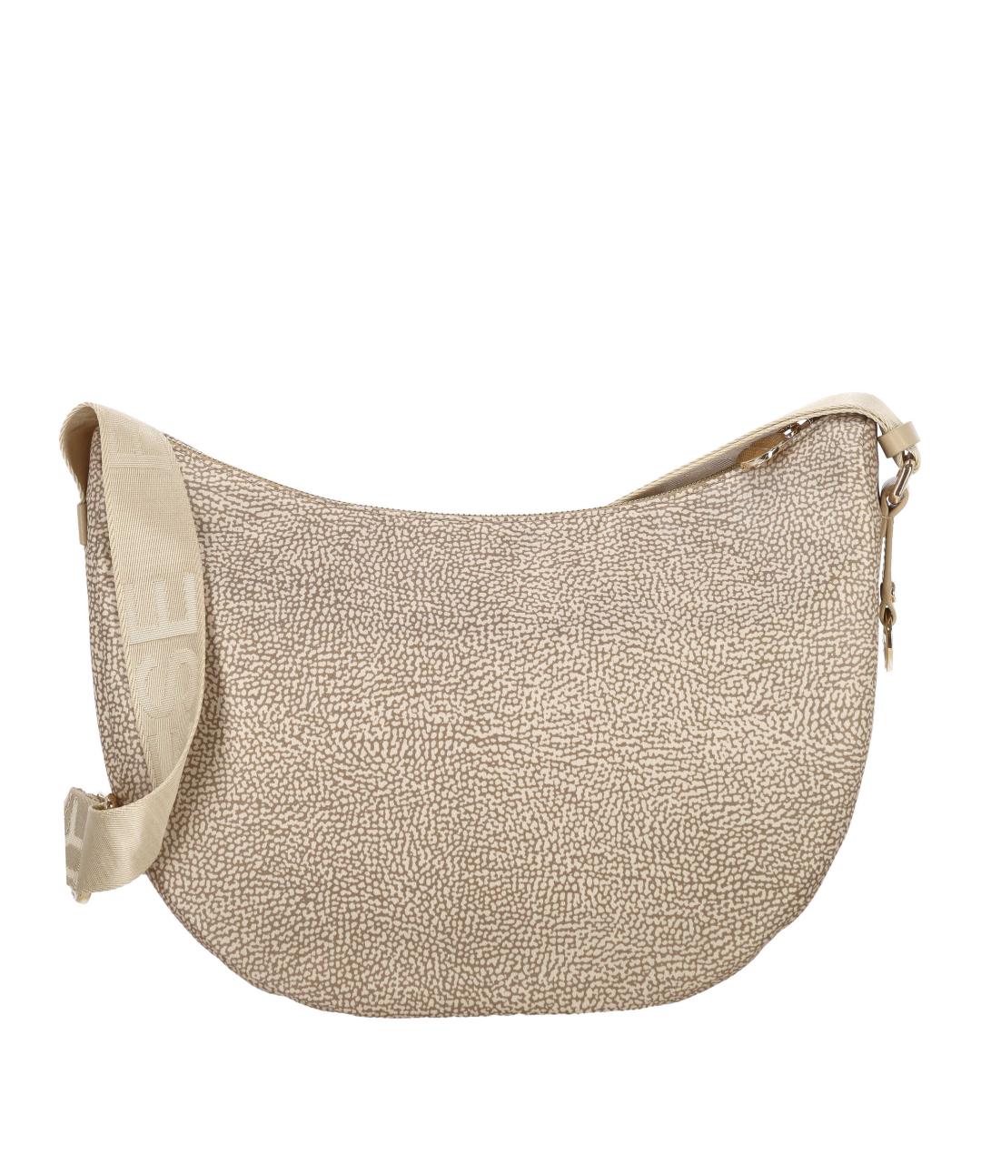 BORBONESE Бежевая синтетическая сумка через плечо, фото 3