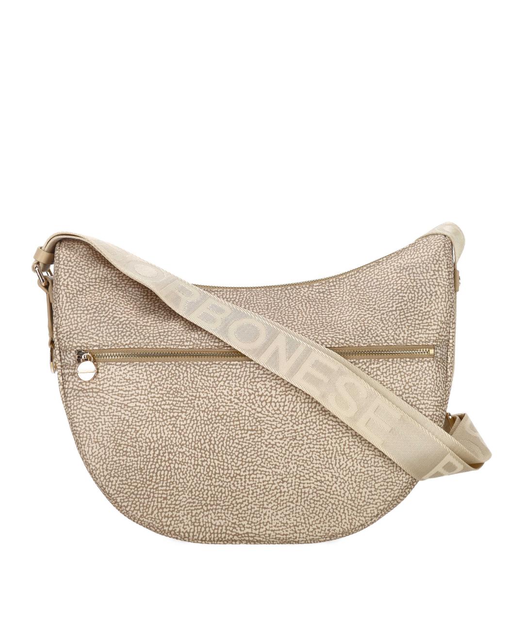 BORBONESE Бежевая синтетическая сумка через плечо, фото 1