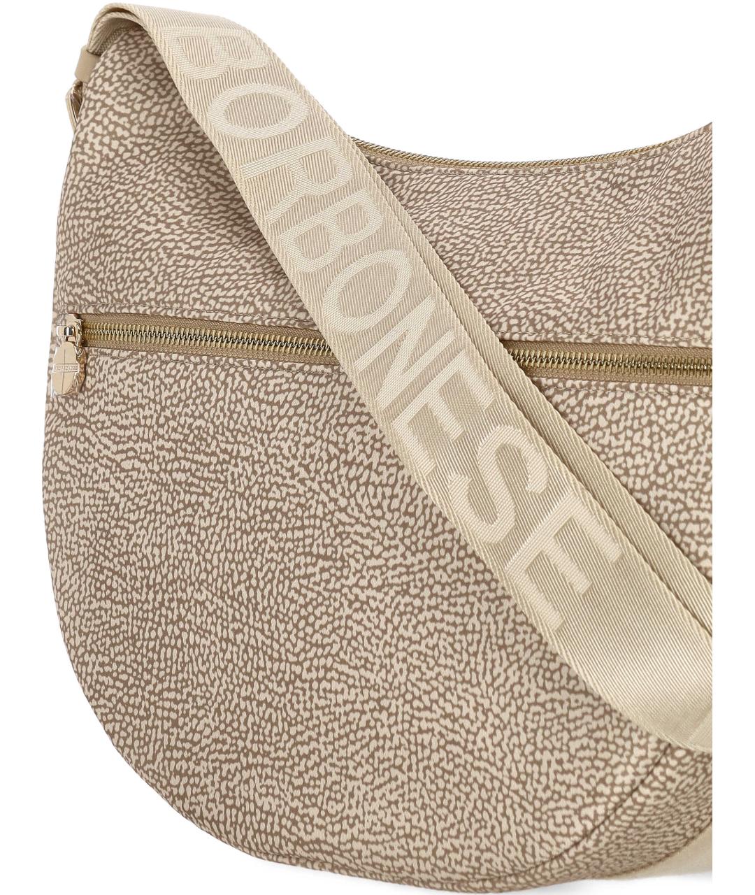 BORBONESE Бежевая синтетическая сумка через плечо, фото 4