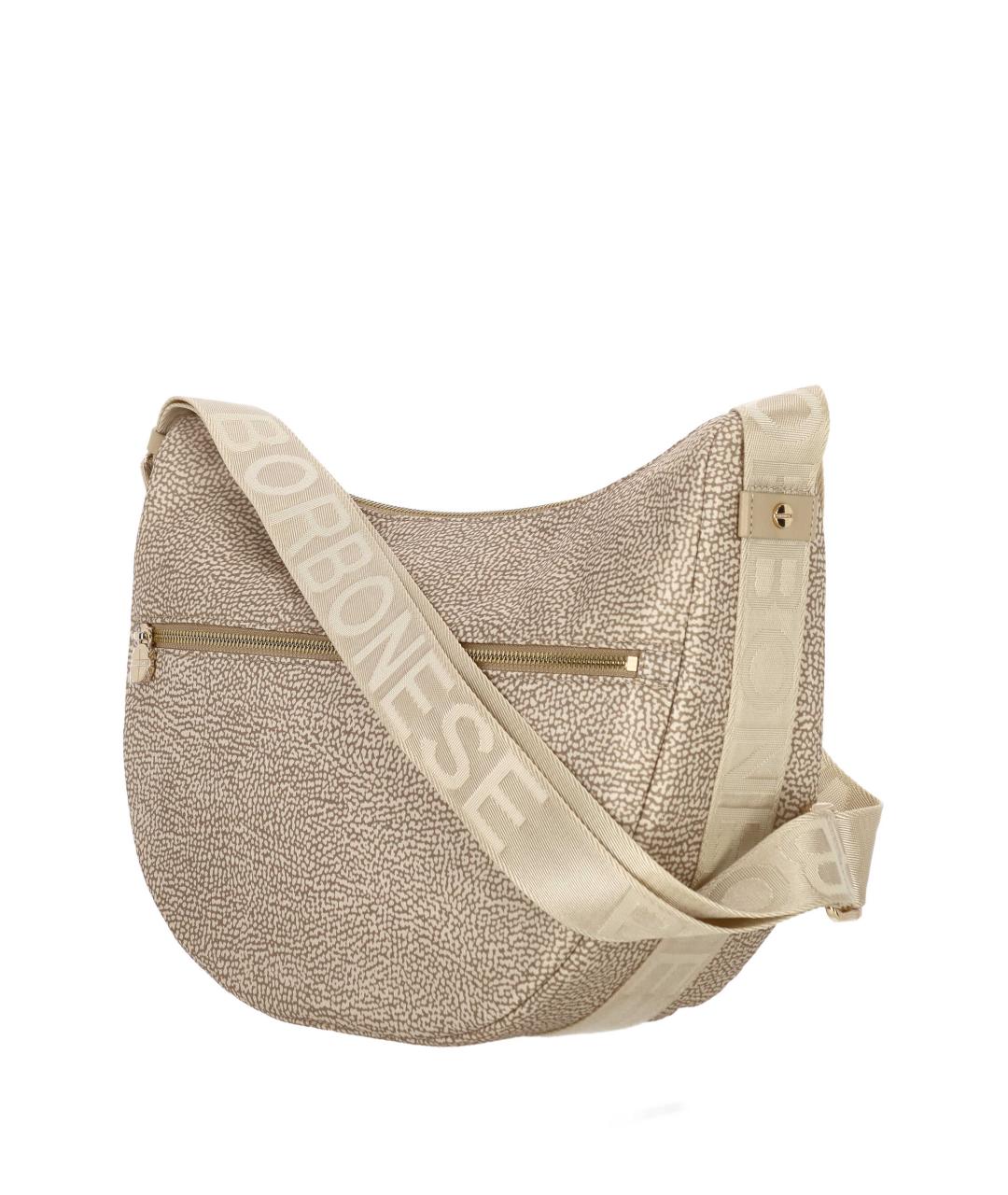 BORBONESE Бежевая синтетическая сумка через плечо, фото 2