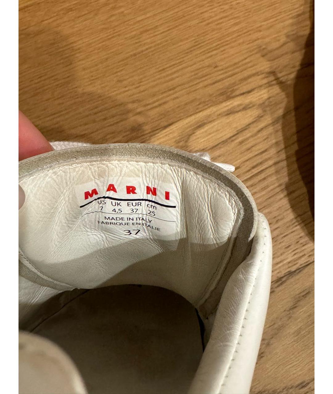 MARNI Белые кожаные кеды, фото 5