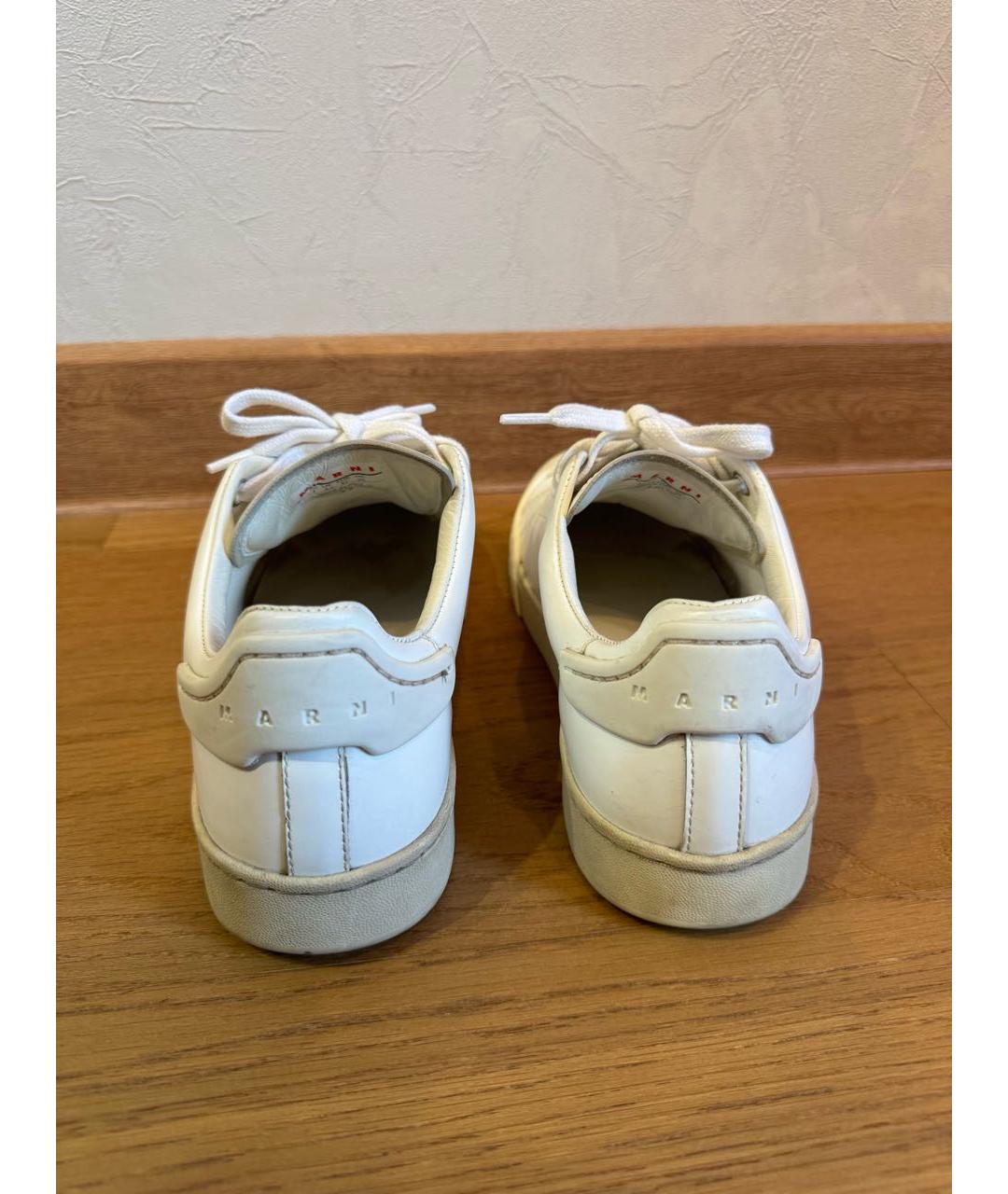 MARNI Белые кожаные кеды, фото 4