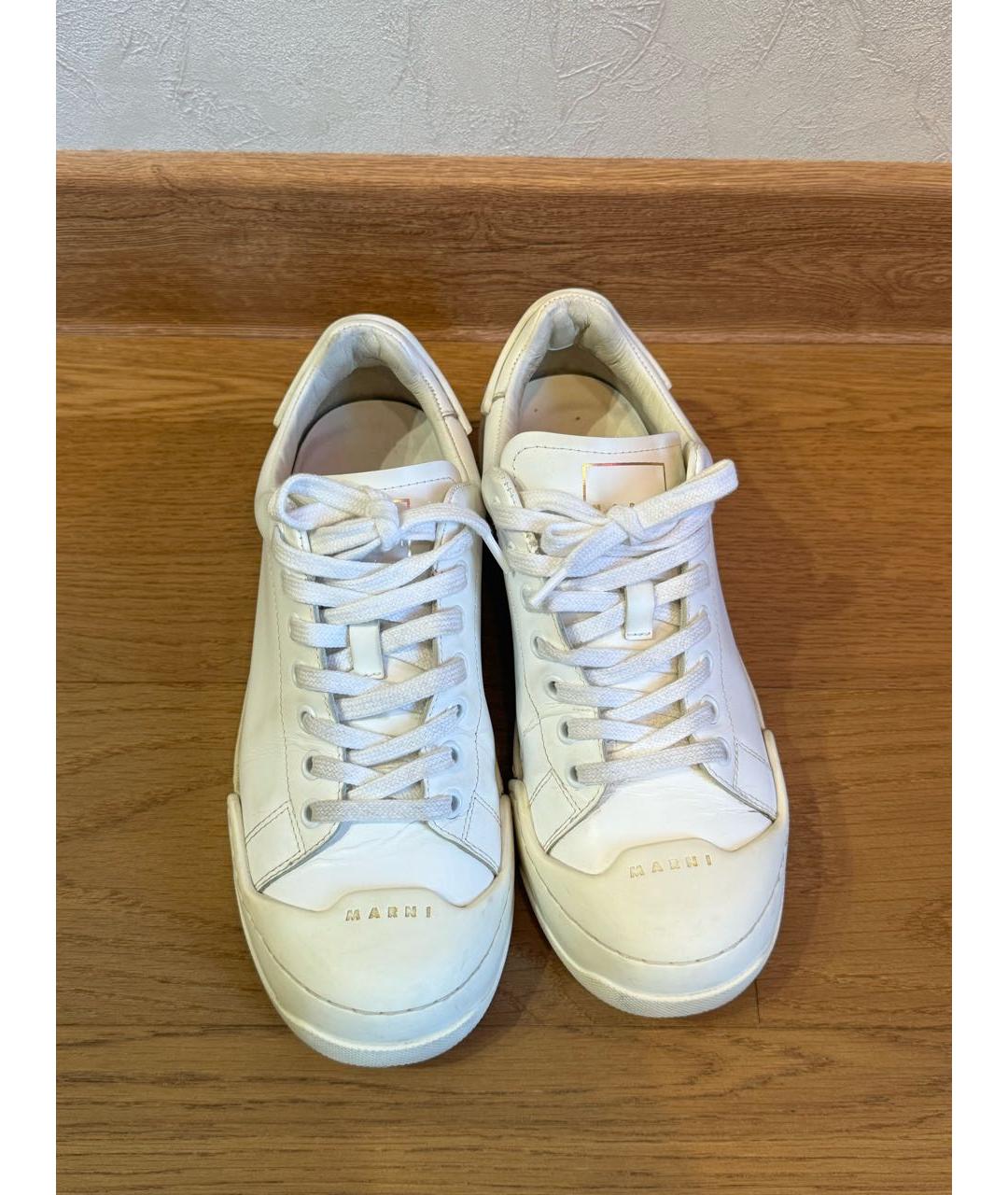 MARNI Белые кожаные кеды, фото 2