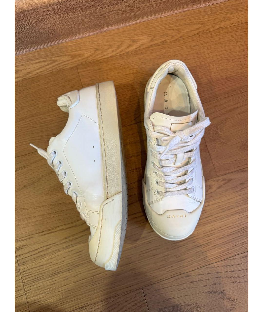 MARNI Белые кожаные кеды, фото 3
