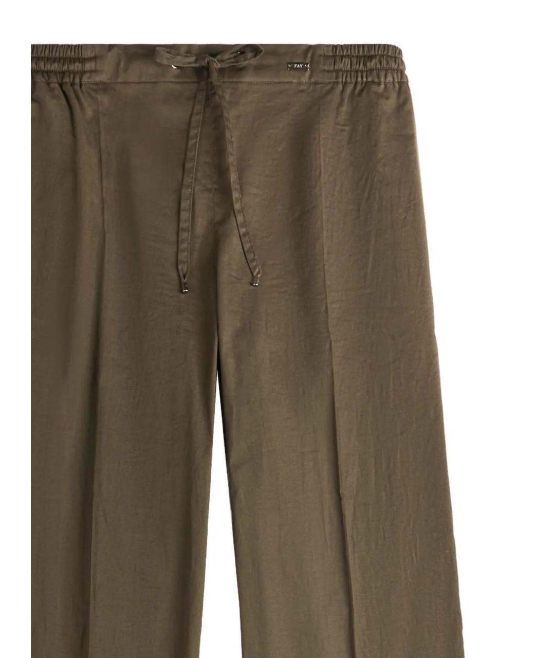 FAY Хаки хлопковые прямые брюки, фото 2