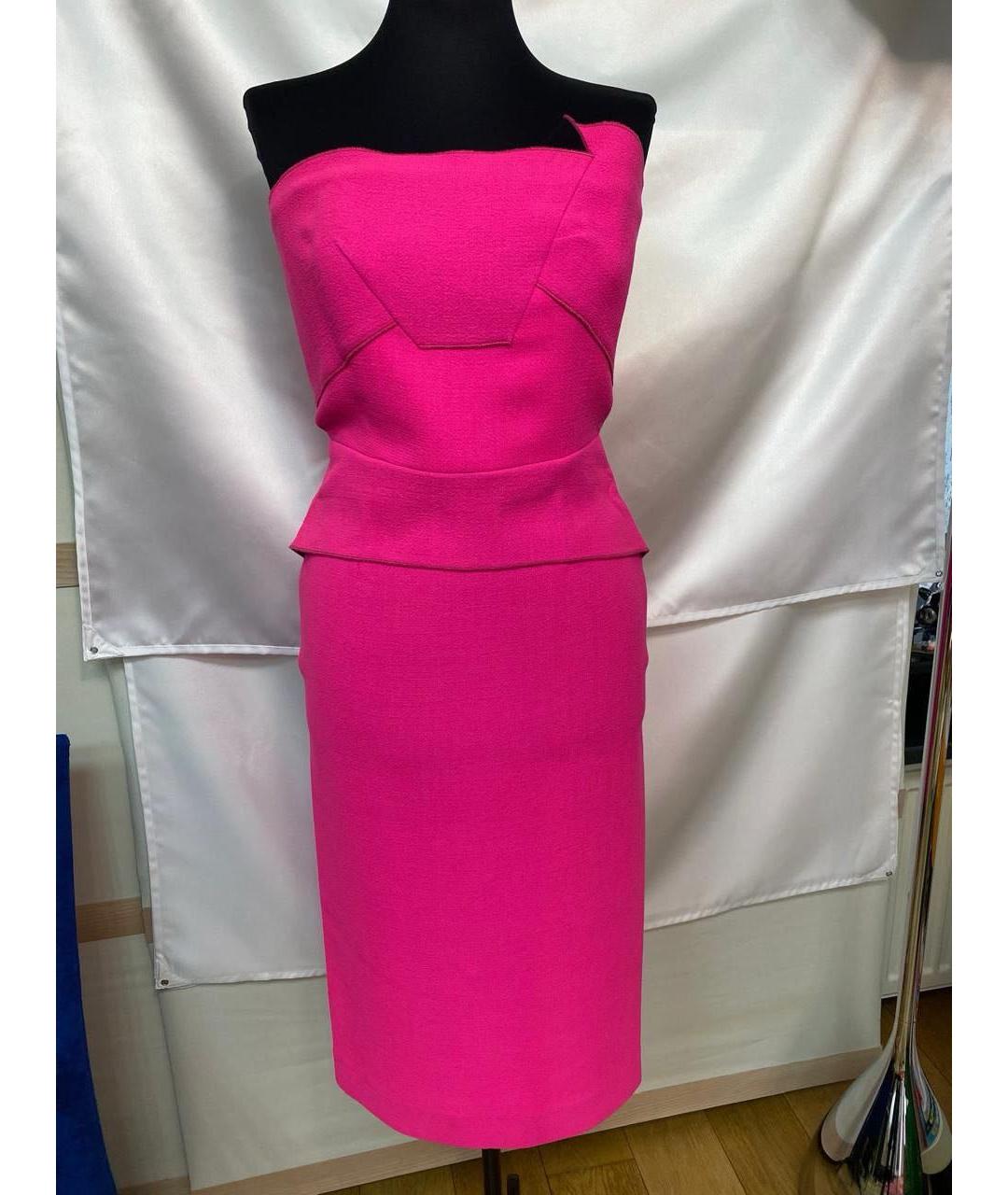 ROLAND MOURET Фуксия креповое коктейльное платье, фото 8