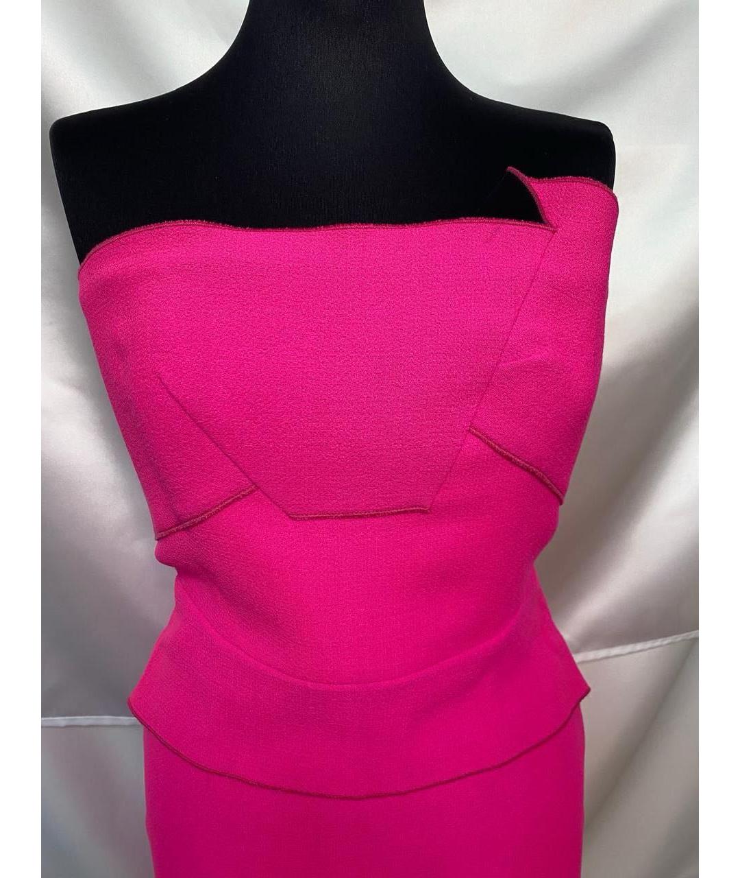 ROLAND MOURET Фуксия креповое коктейльное платье, фото 6