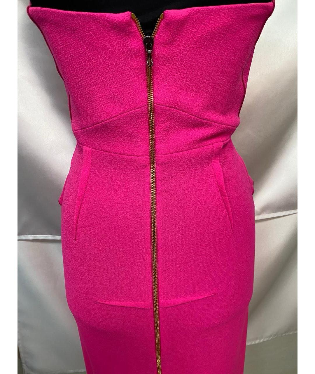 ROLAND MOURET Фуксия креповое коктейльное платье, фото 4