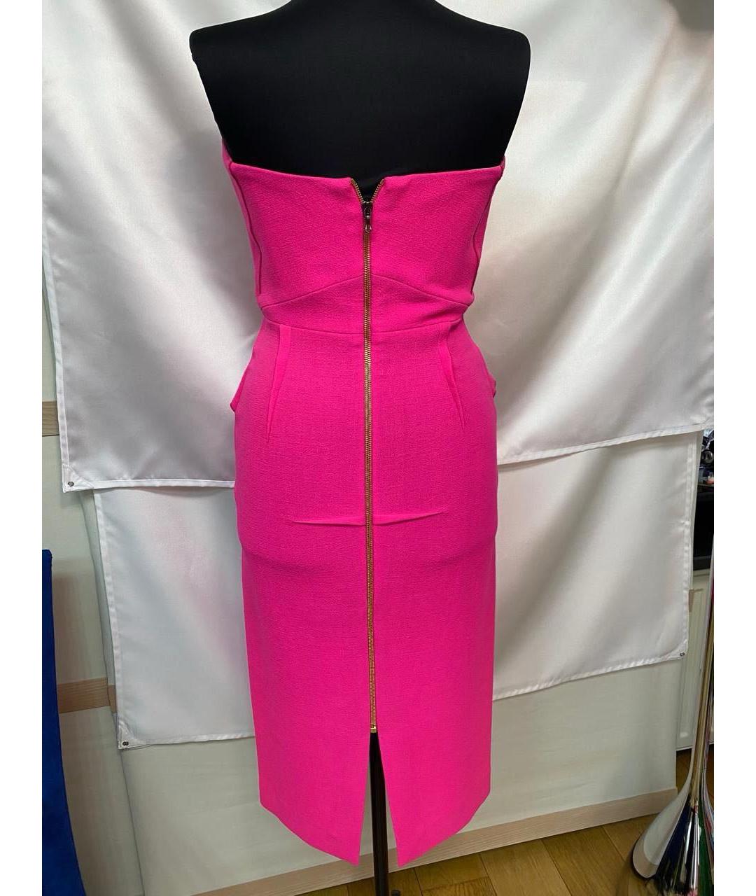 ROLAND MOURET Фуксия креповое коктейльное платье, фото 2