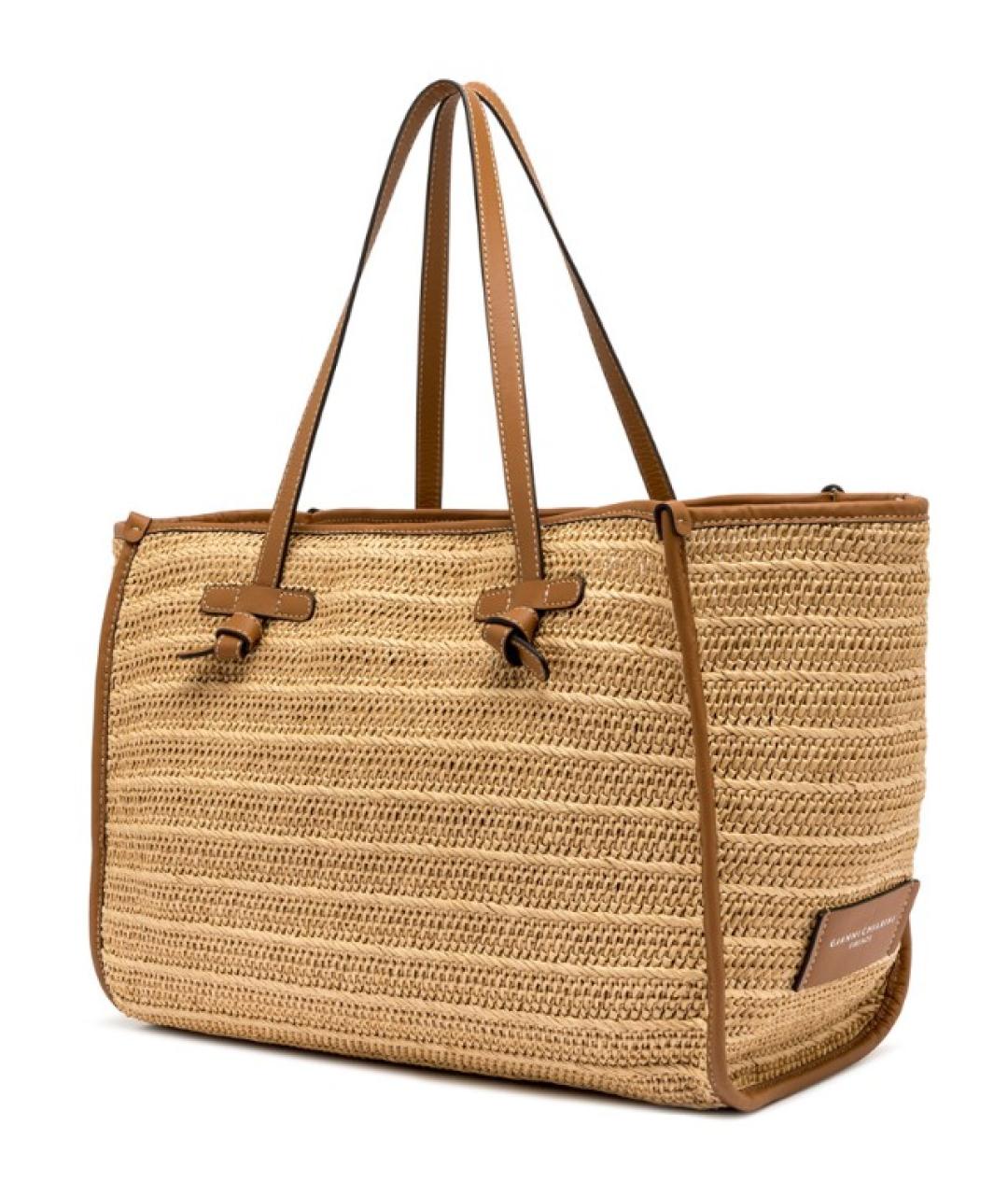 Gianni Chiarini Бежевая пелетеная сумка тоут, фото 2