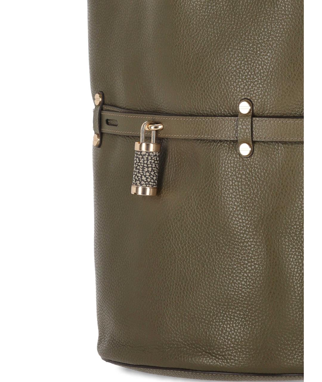 BORBONESE Хаки кожаная сумка тоут, фото 4