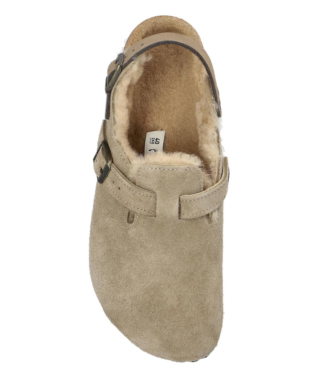 BIRKENSTOCK Бежевые нубуковые шлепанцы, фото 4