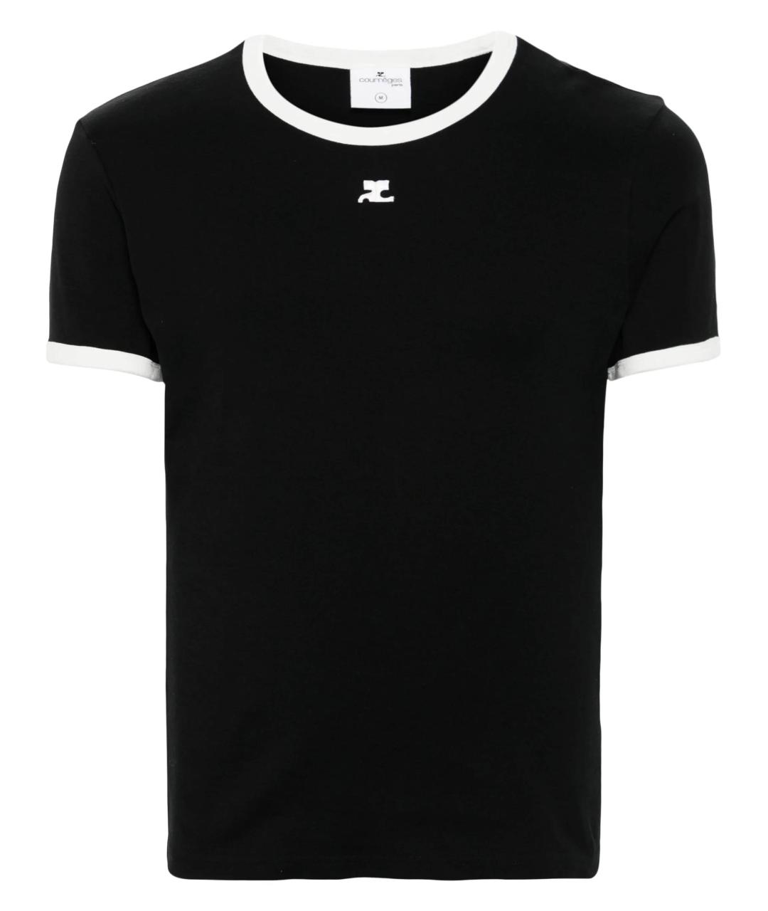 COURREGES Черная хлопковая футболка, фото 1