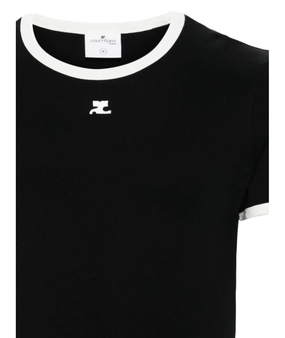 COURREGES Черная хлопковая футболка, фото 2