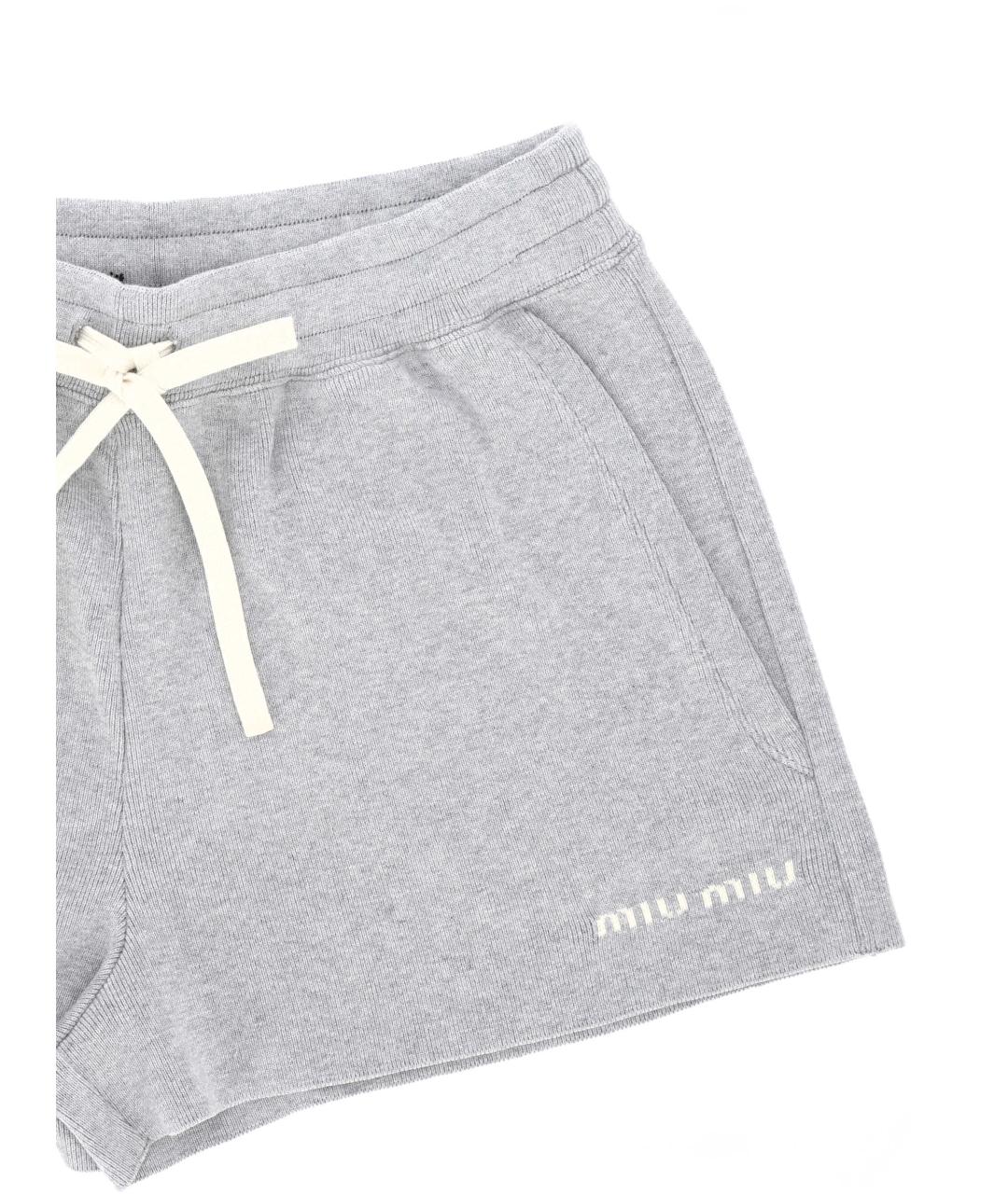 MIU MIU Серые хлопковые шорты, фото 2