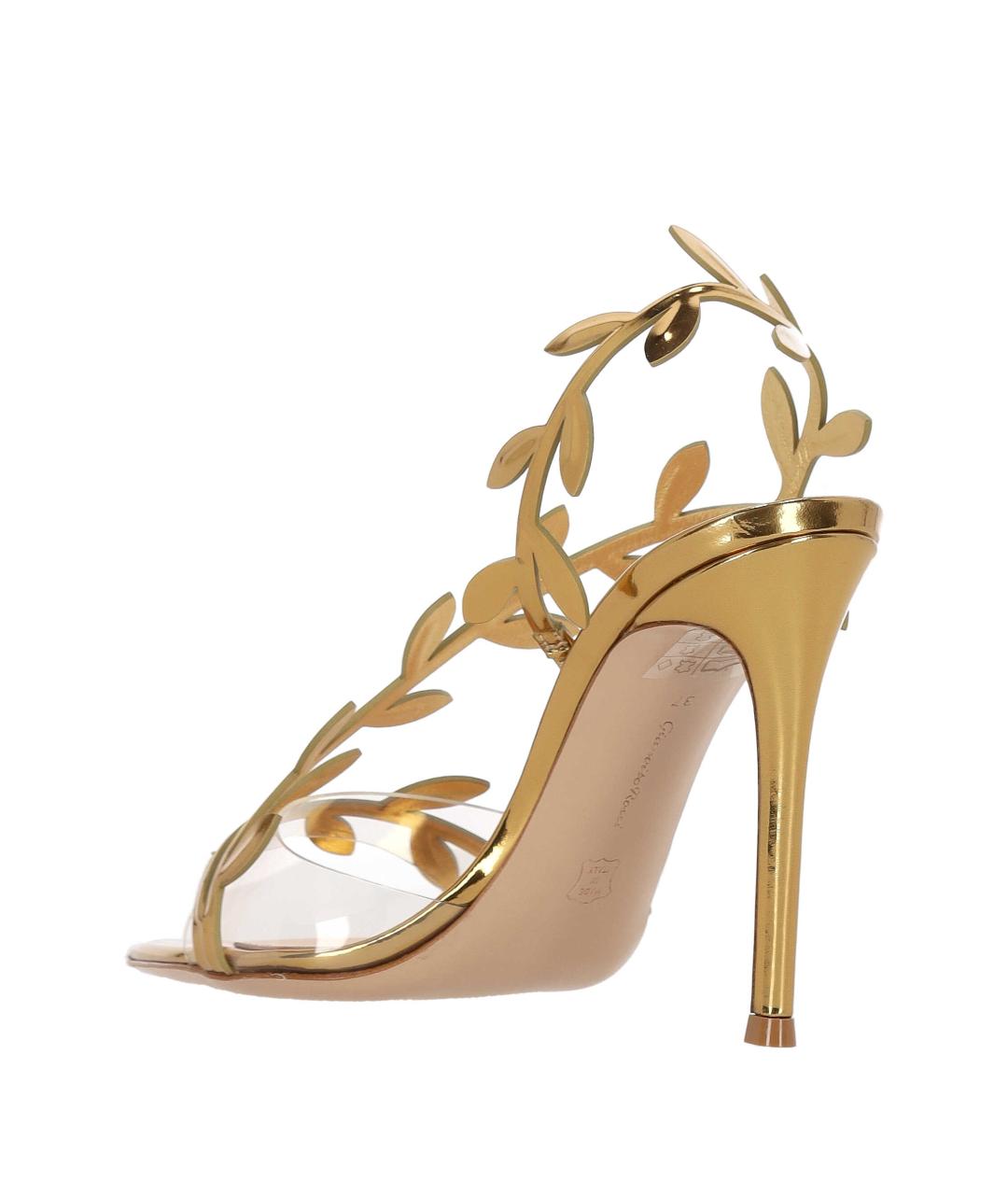 GIANVITO ROSSI Золотые кожаные босоножки, фото 3