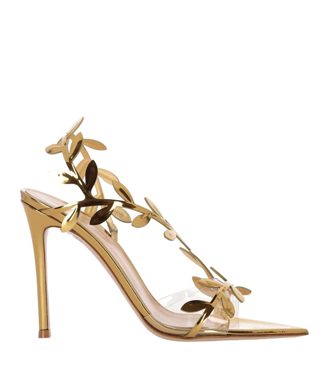 GIANVITO ROSSI Золотые кожаные босоножки, фото 1