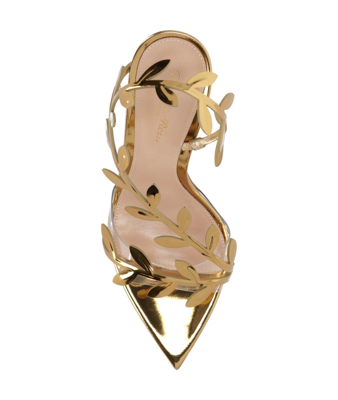 GIANVITO ROSSI Золотые кожаные босоножки, фото 4