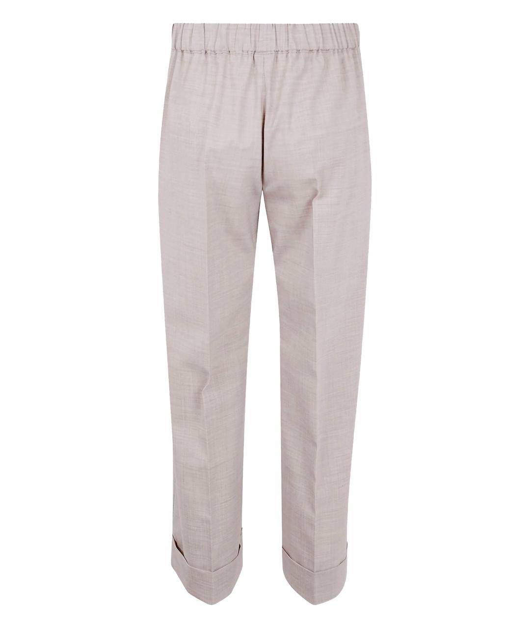 D.EXTERIOR Бежевые шерстяные прямые брюки, фото 3