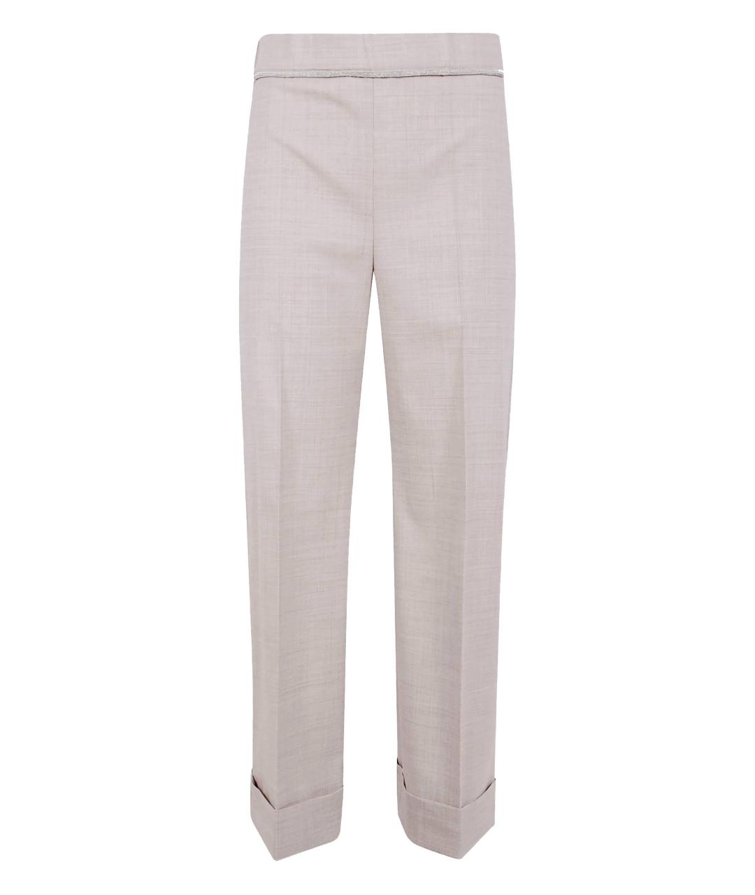 D.EXTERIOR Бежевые шерстяные прямые брюки, фото 1