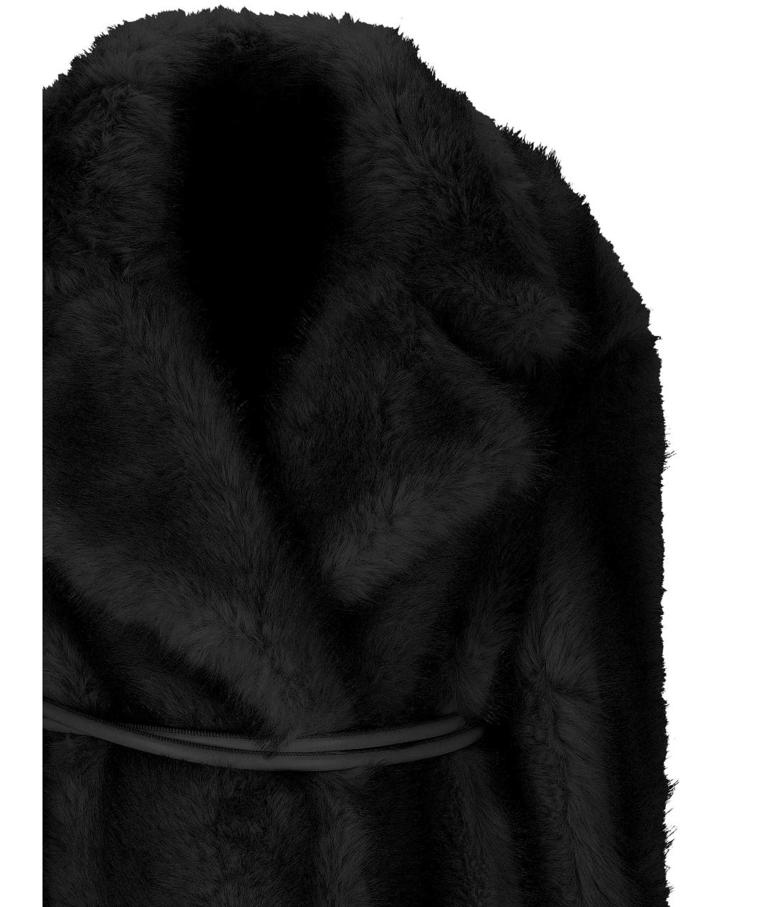 SPORTMAX Черная полиэстеровая шуба, фото 2