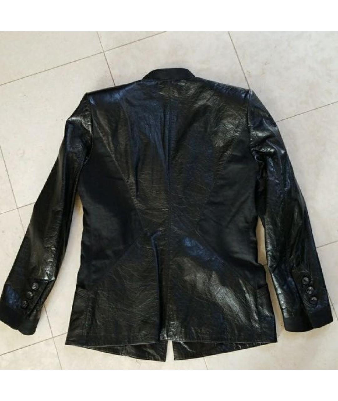 HELMUT LANG Черный кожаный жакет/пиджак, фото 3