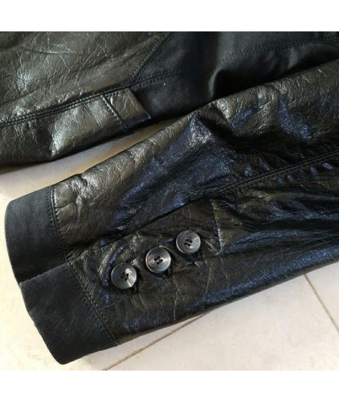 HELMUT LANG Черный кожаный жакет/пиджак, фото 5