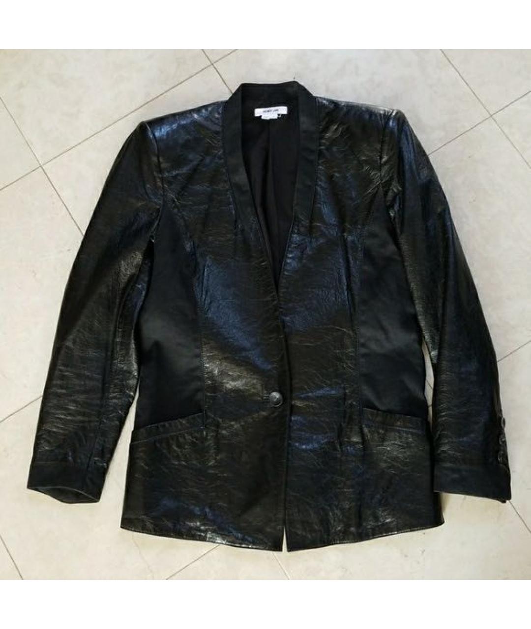 HELMUT LANG Черный кожаный жакет/пиджак, фото 2