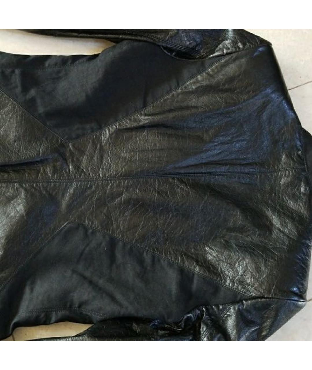 HELMUT LANG Черный кожаный жакет/пиджак, фото 4