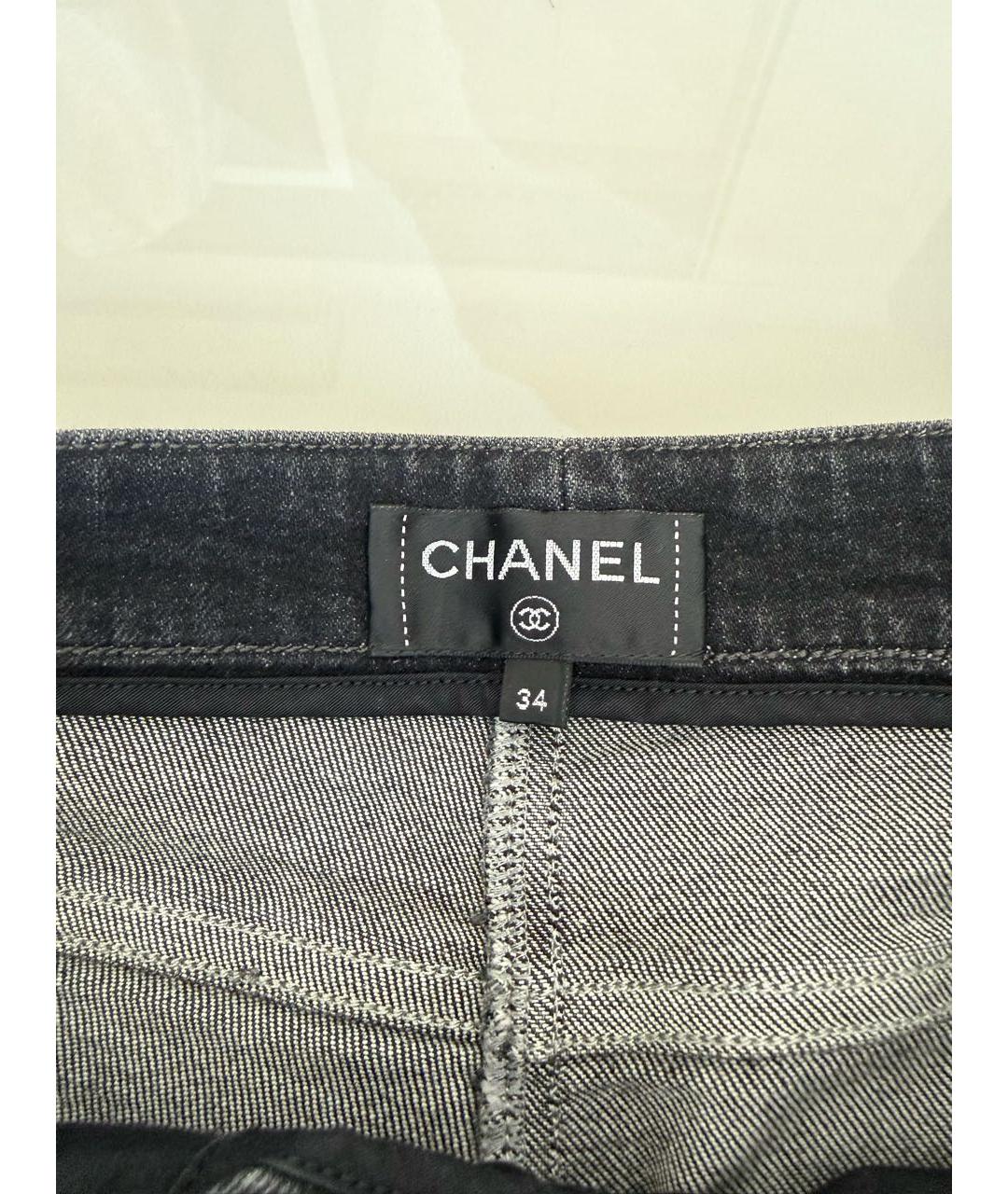 CHANEL Черные хлопковые джинсы слим, фото 4